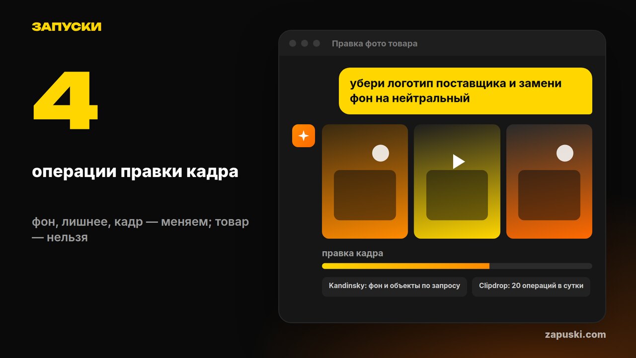 Нейросеть для редактирования фото: замена фона, удаление лишних объектов и расширение кадра товара